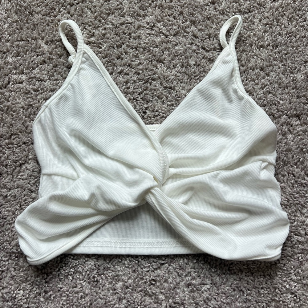 White Twist Front Women's Top